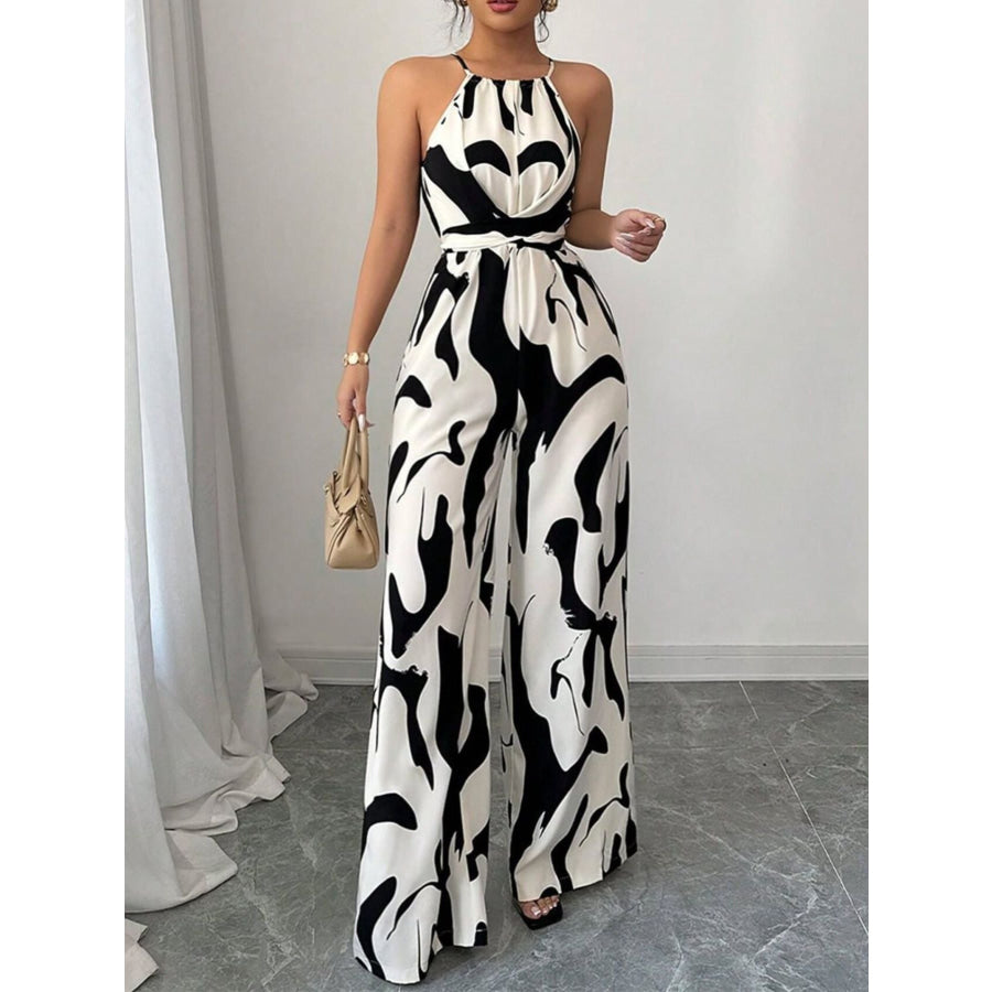 Abstract Print Wide Leg Jumpsuit Apparel and Accessories