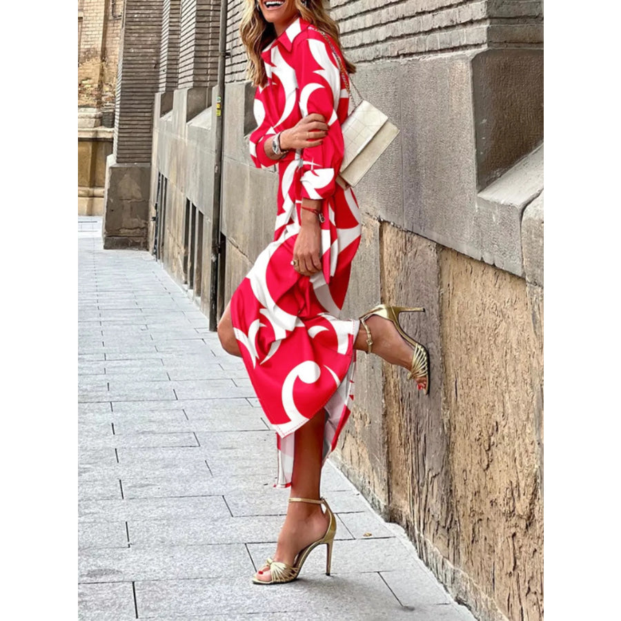 Abstract Print Wrap Midi Dress Apparel and Accessories
