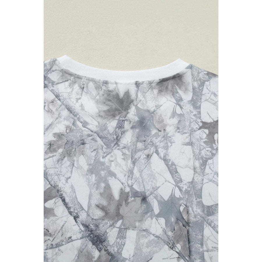 Abstract Woodland Camo Print Baggy Pullover Drawstring Shorts Set Apparel and Accessories