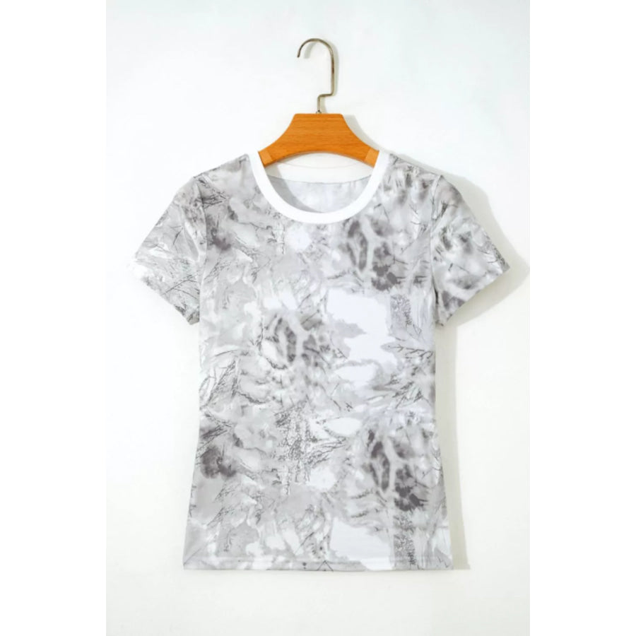 Abstract Woodland Print Slim Fitted T Shirt Apparel and Accessories