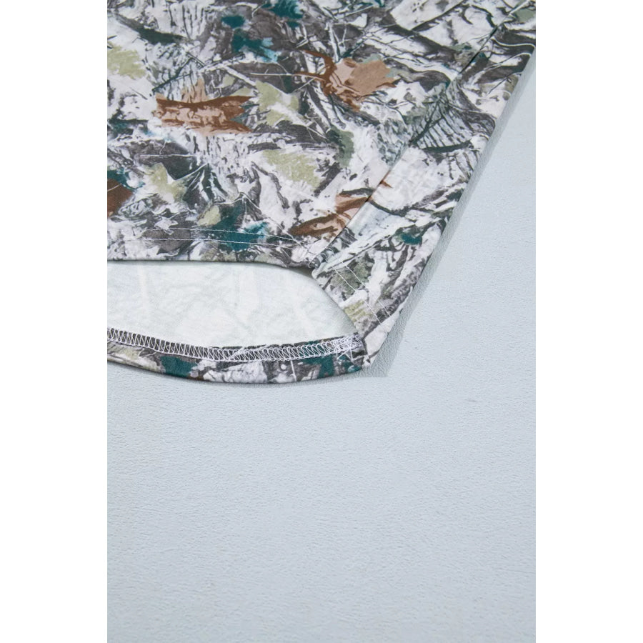 Abstract Woodland Print Tunic Henley T Shirt Apparel and Accessories