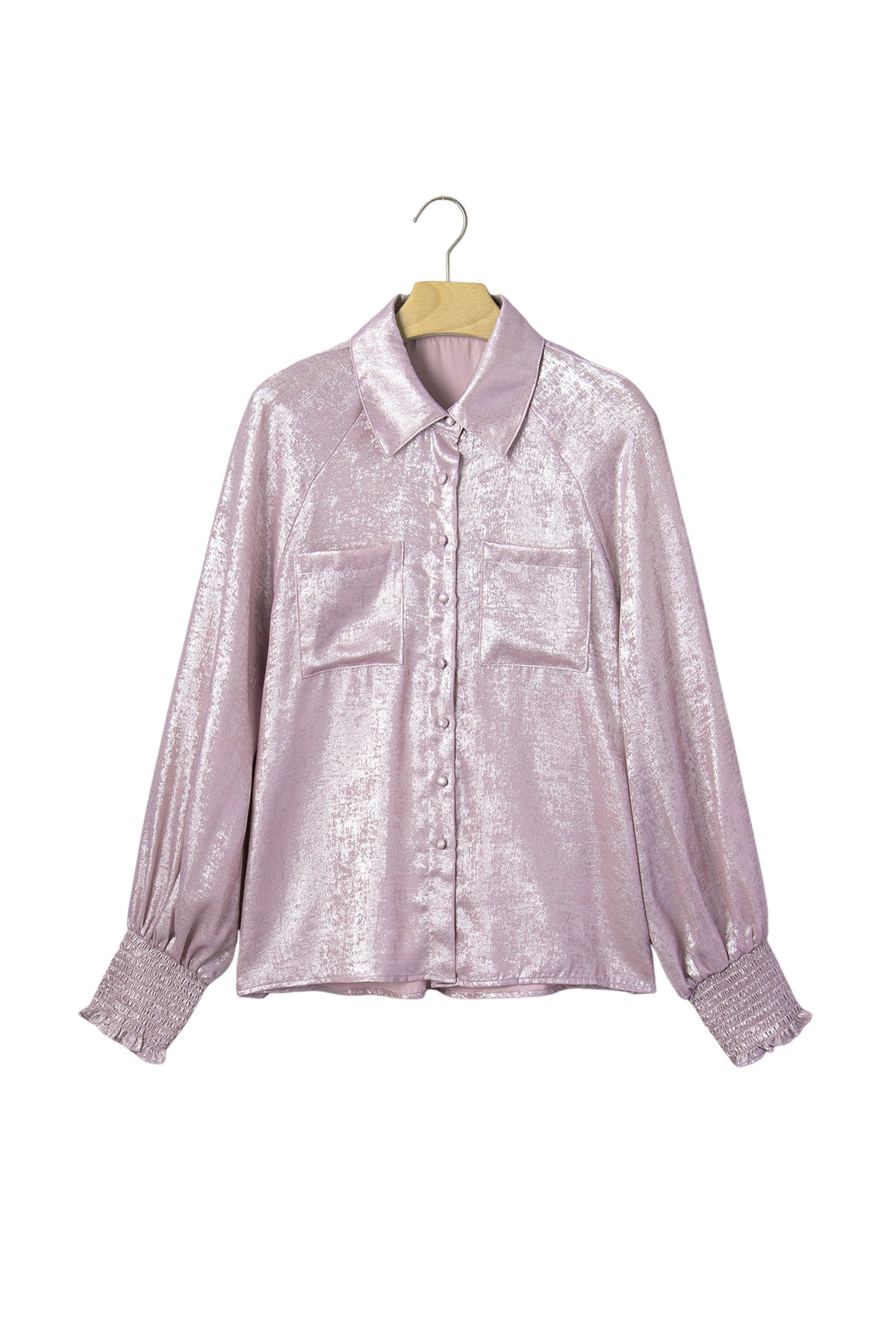 Delicacy Long Sleeve Button Front Ruffle Cuffs Back Paneling Shirt