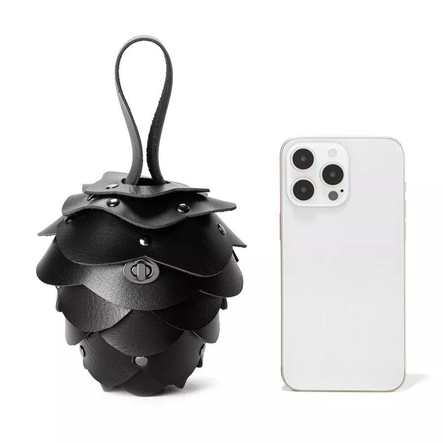 Acorn-Shaped Leather Petal Decor Pouch Bag Apparel and Accessories