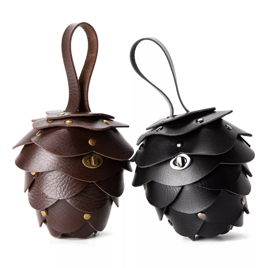 Acorn-Shaped Leather Petal Decor Pouch Bag Apparel and Accessories