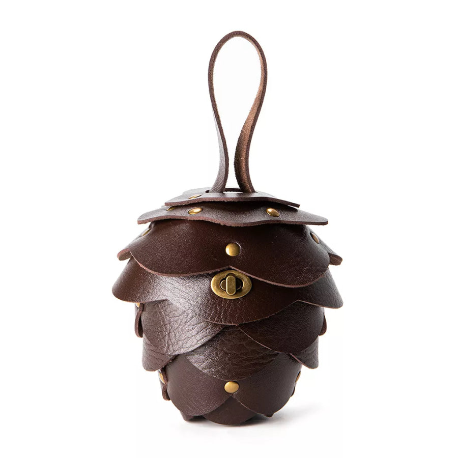 Acorn-Shaped Leather Petal Decor Pouch Bag Apparel and Accessories