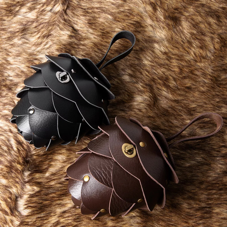 Acorn-Shaped Leather Petal Decor Pouch Bag Apparel and Accessories