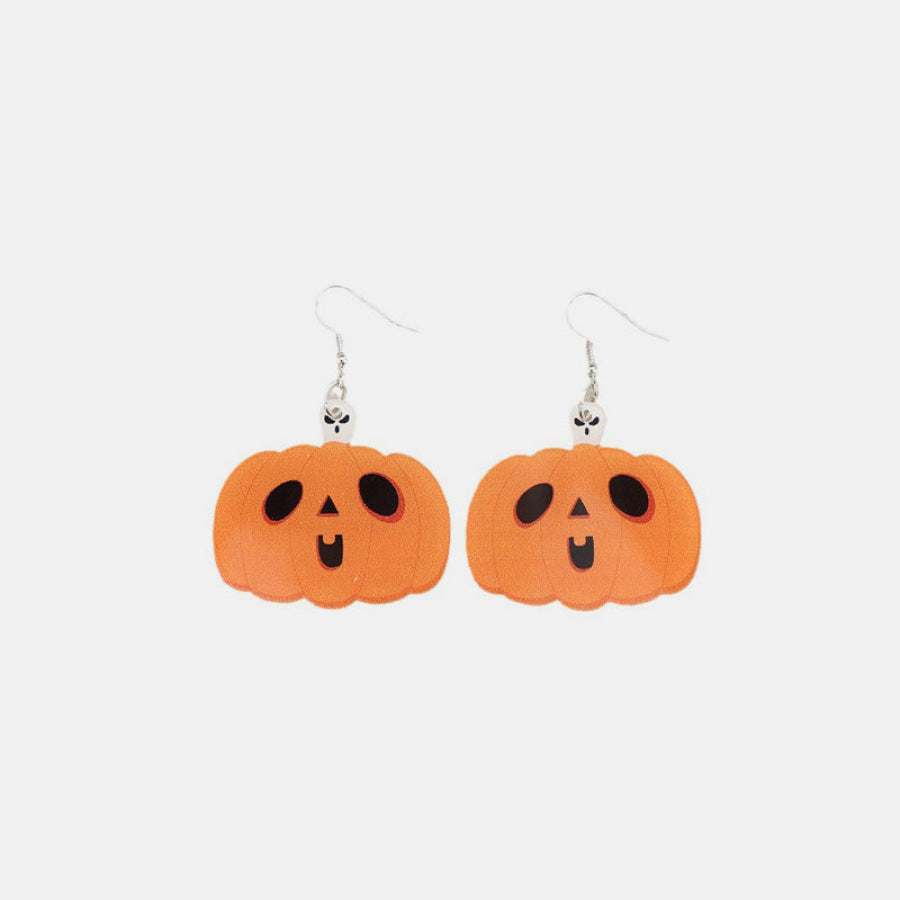 Acrylic Alloy Pumpkin Shape Earrings Tangerine / One Size Apparel and Accessories