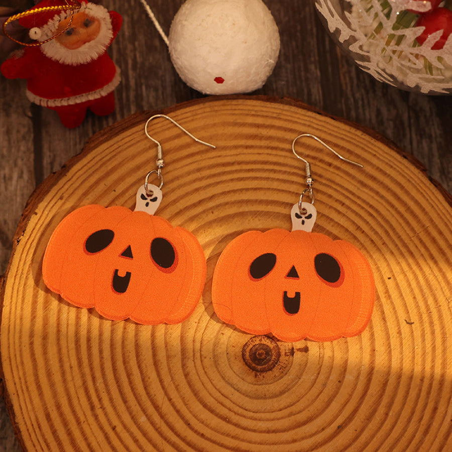 Acrylic Alloy Pumpkin Shape Earrings Tangerine / One Size Apparel and Accessories