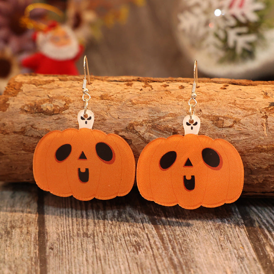 Acrylic Alloy Pumpkin Shape Earrings Tangerine / One Size Apparel and Accessories