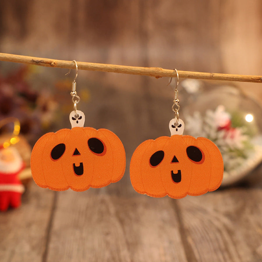 Acrylic Alloy Pumpkin Shape Earrings Tangerine / One Size Apparel and Accessories