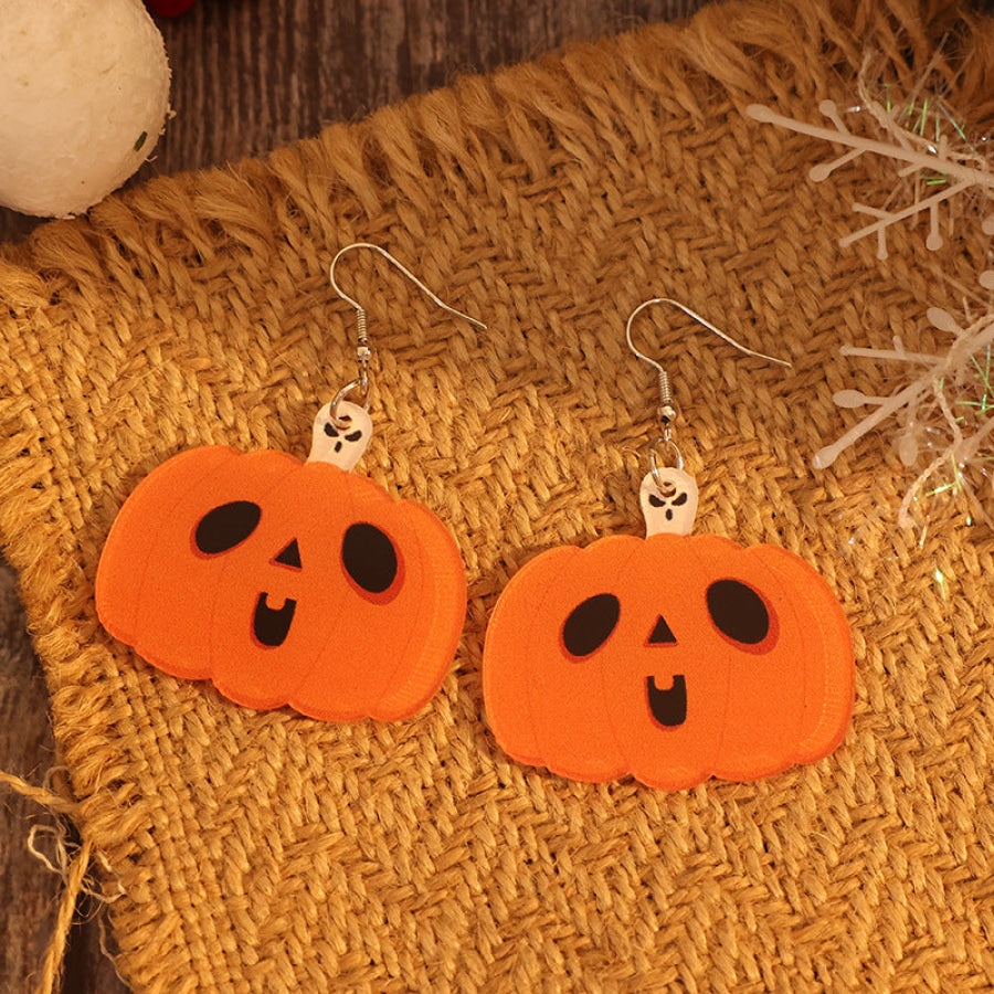 Acrylic Alloy Pumpkin Shape Earrings Tangerine / One Size Apparel and Accessories