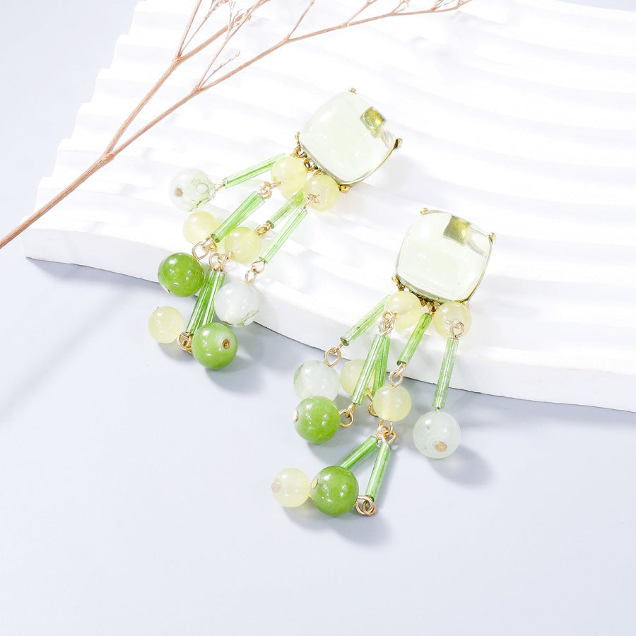 Acrylic Bead Dangle Earrings Gum Leaf / One Size Apparel and Accessories