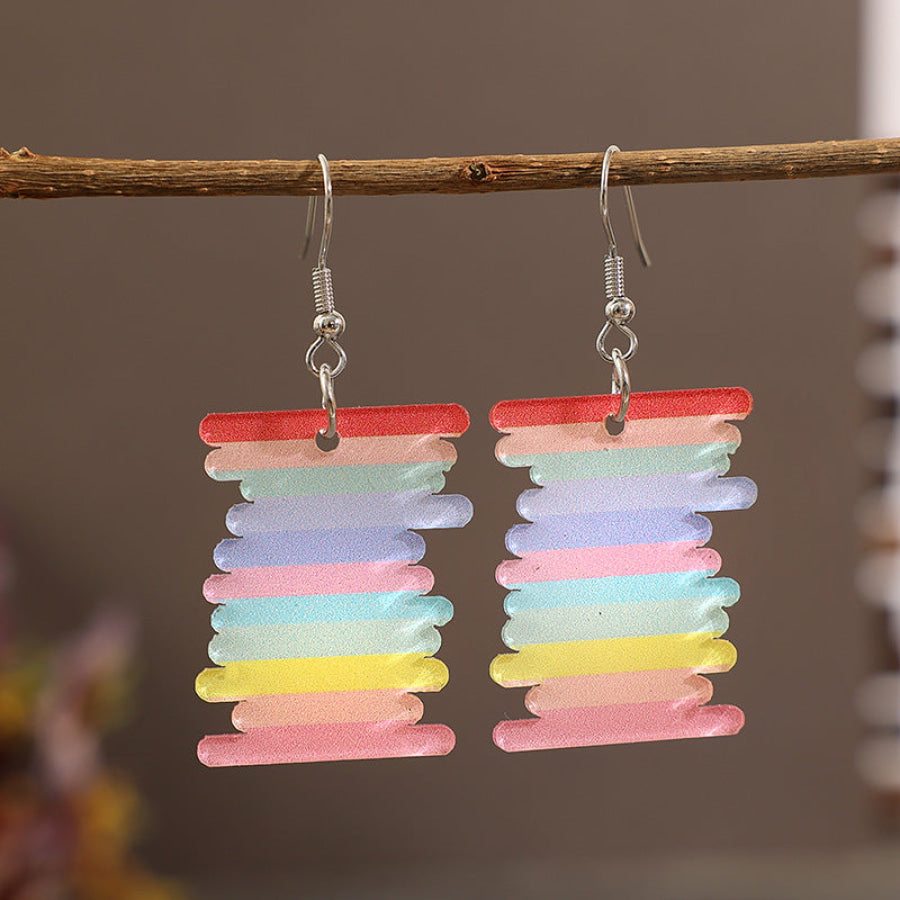 Acrylic Rainbow Dangle Earrings Multicolor / One Size Apparel and Accessories