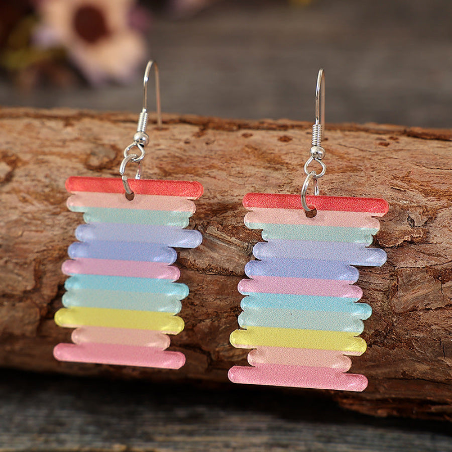 Acrylic Rainbow Dangle Earrings Multicolor / One Size Apparel and Accessories