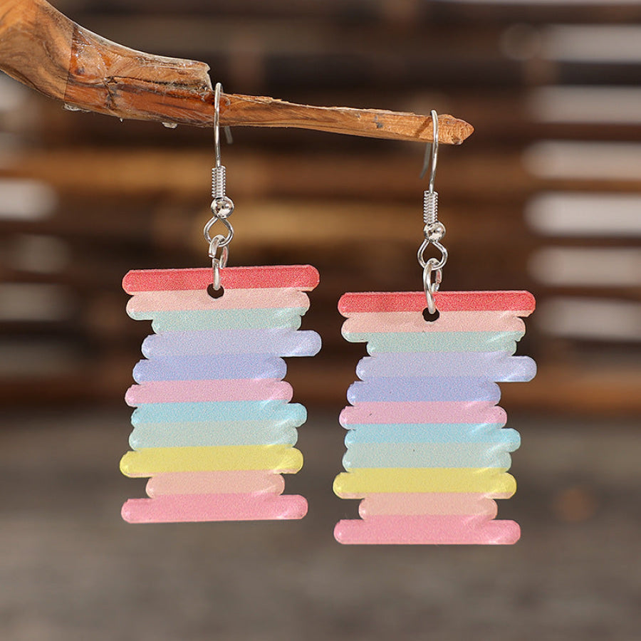 Acrylic Rainbow Dangle Earrings Multicolor / One Size Apparel and Accessories