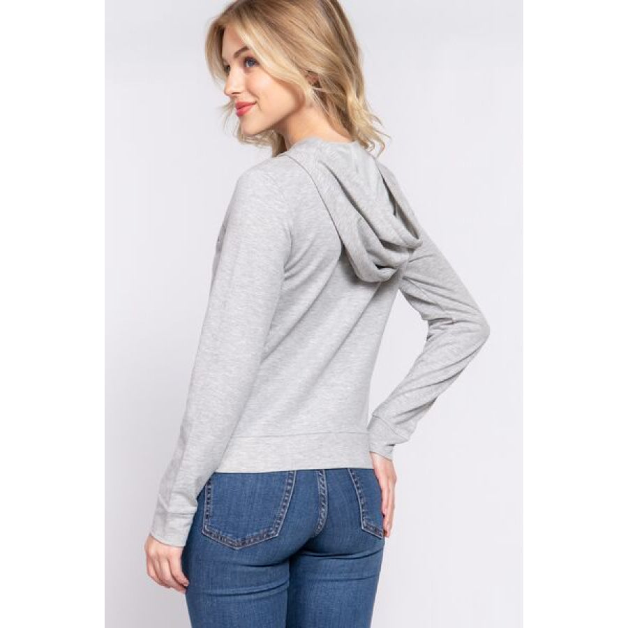 ACTIVE BASIC CALIFORNIA Zip Up Drawstring Long Sleeve Hoodie Apparel and Accessories