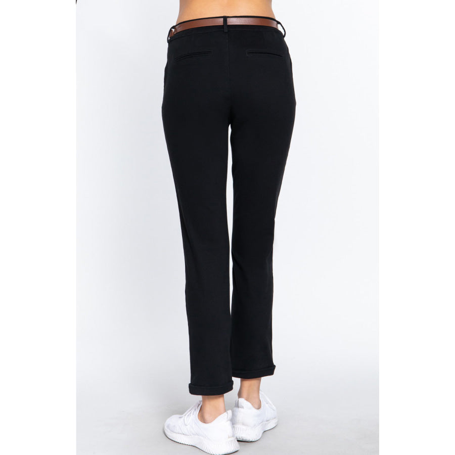 ACTIVE BASIC Cotton-Span Twill Straight Pants Apparel and Accessories