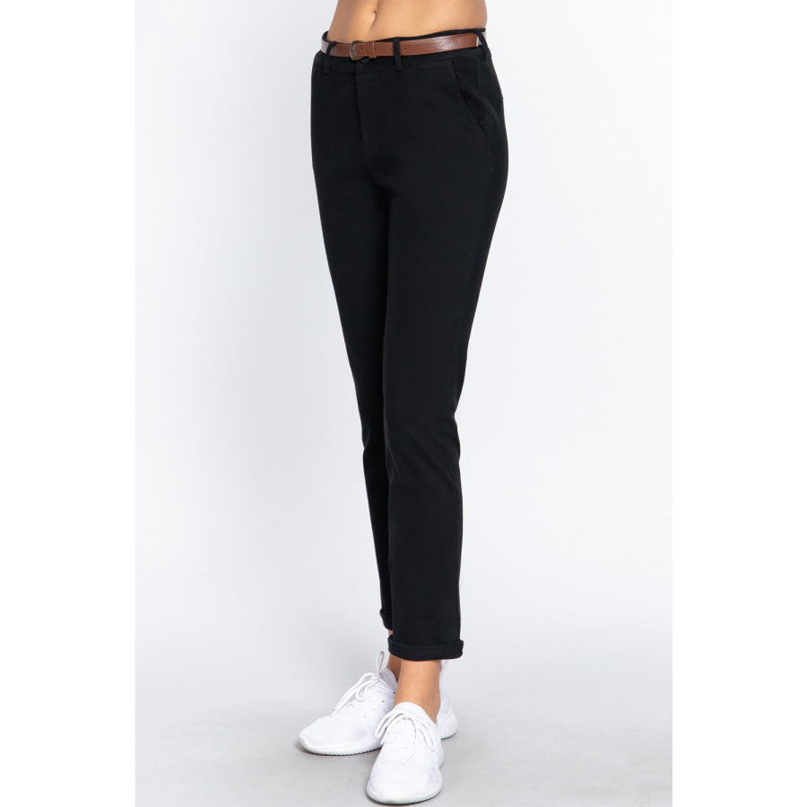 ACTIVE BASIC Cotton-Span Twill Straight Pants Apparel and Accessories