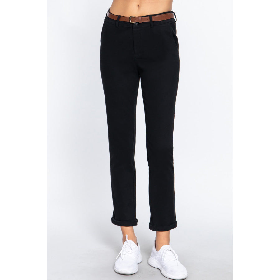 ACTIVE BASIC Cotton-Span Twill Straight Pants Apparel and Accessories