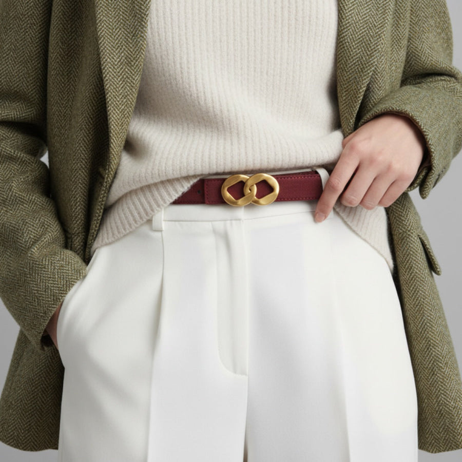 Adjustable Buckle Belt Red / One Size Apparel and Accessories