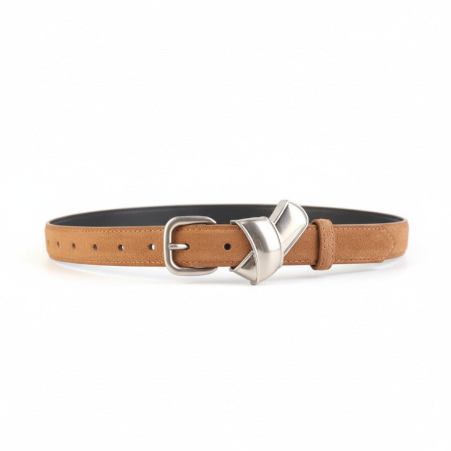 Adjustable Buckle Skinny Belt Brown / One Size Apparel and Accessories