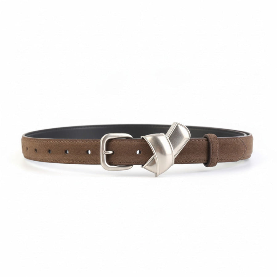 Adjustable Buckle Skinny Belt Coffee Brown / One Size Apparel and Accessories