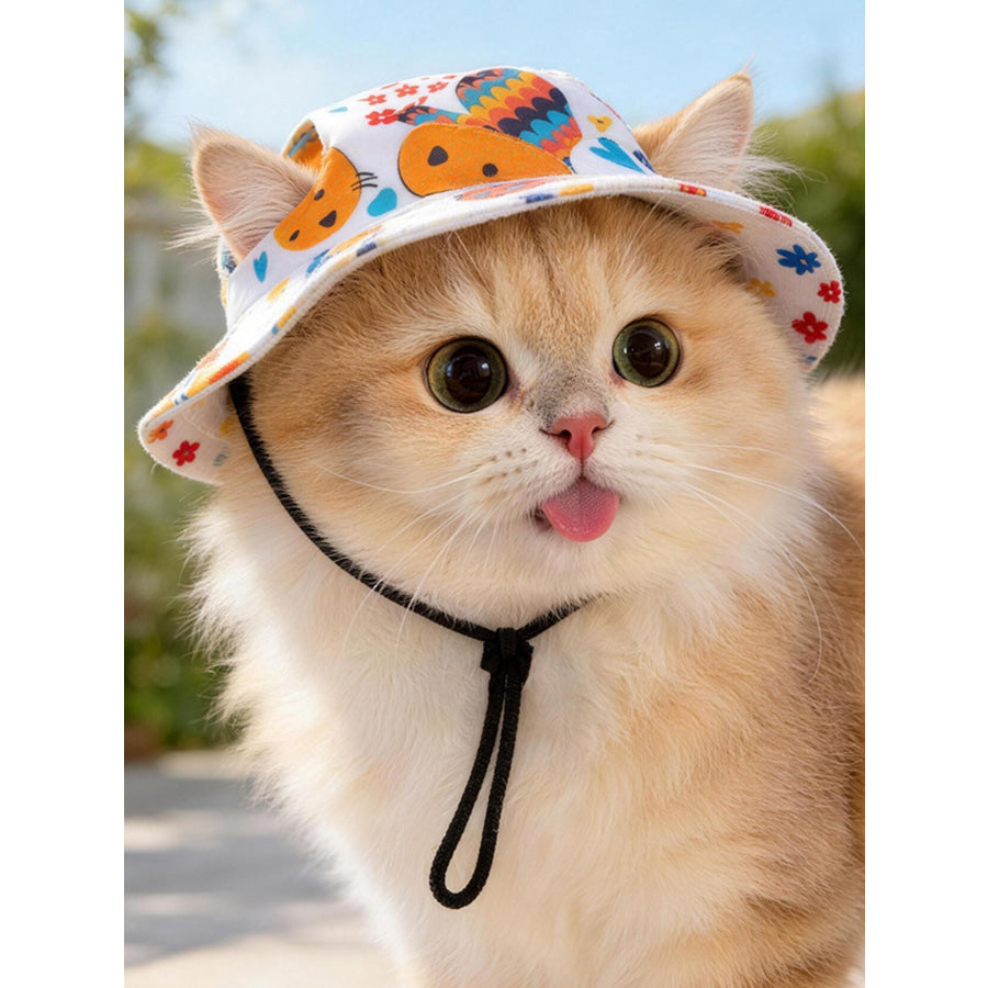 Adjustable Chin Strap Pet Bucket Hat Tangerine / S Apparel and Accessories