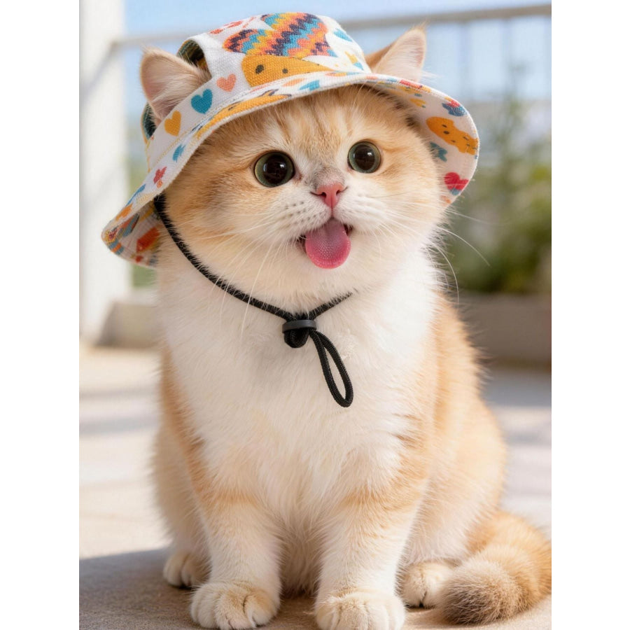 Adjustable Chin Strap Pet Bucket Hat Tangerine / S Apparel and Accessories