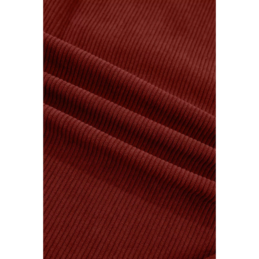 Adjustable Cuff Long Sleeve Corduroy Shirt Apparel and Accessories