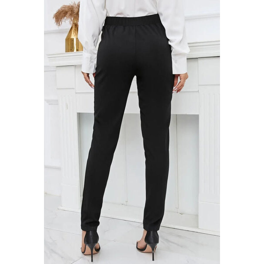 Adjustable Elastic Waist Slim Pants Apparel and Accessories