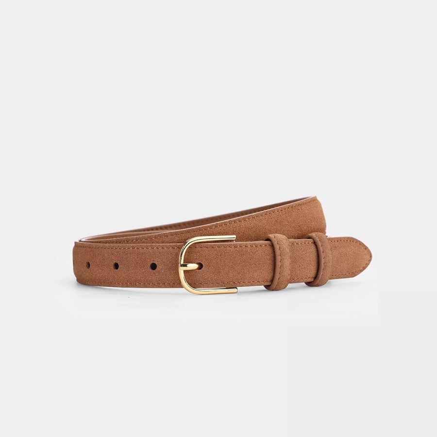 Adjustable Golden Buckle Belt Brown / One Size Apparel and Accessories