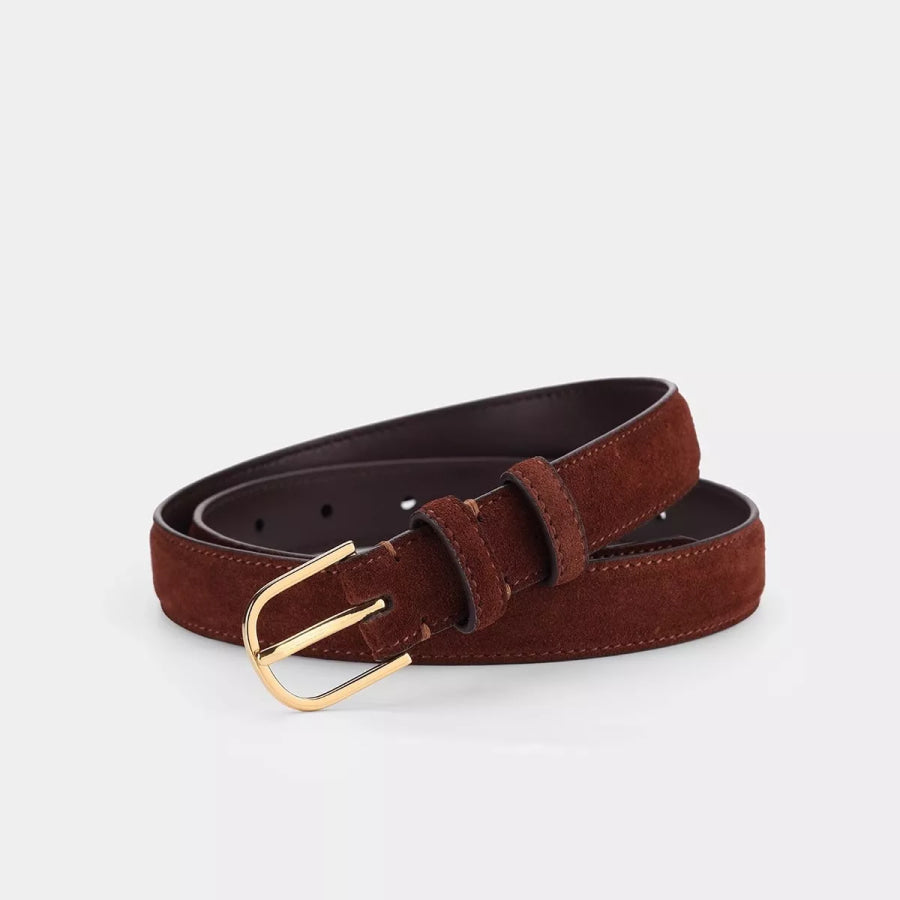 Adjustable Golden Buckle Belt Chocolate / One Size Apparel and Accessories