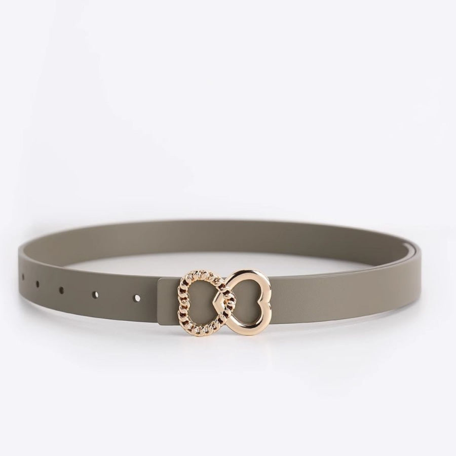 Adjustable Heart Buckle Belt Dark Gray / One Size Apparel and Accessories