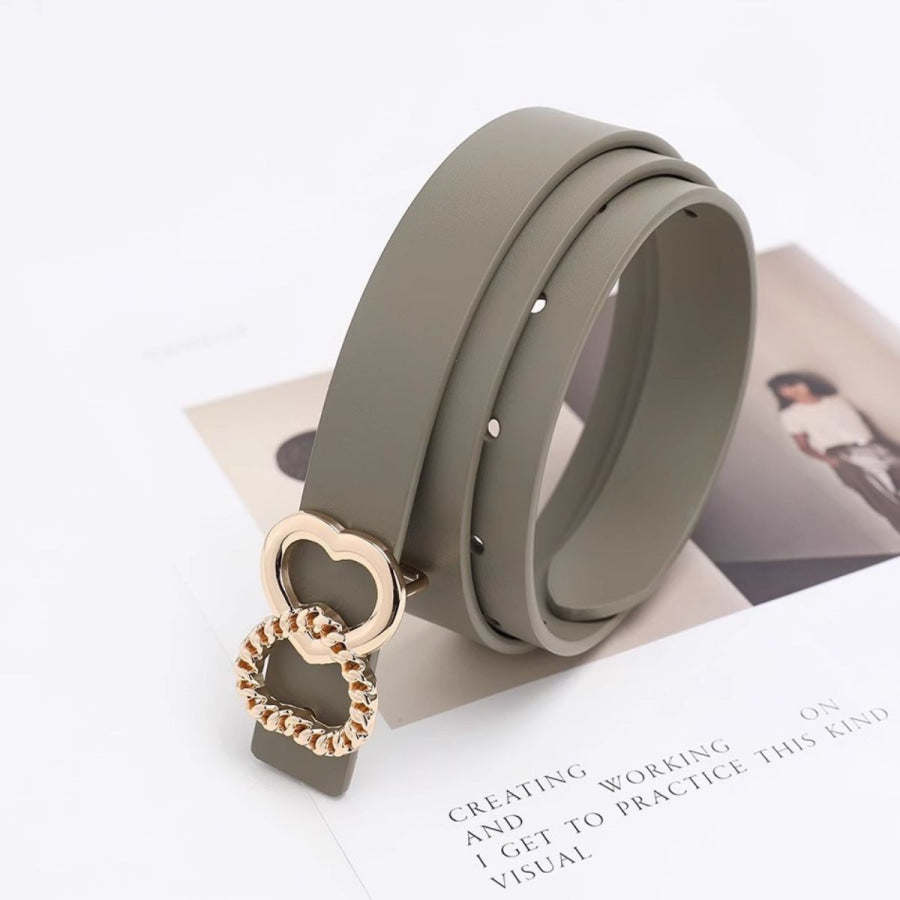 Adjustable Heart Buckle Belt Dark Gray / One Size Apparel and Accessories