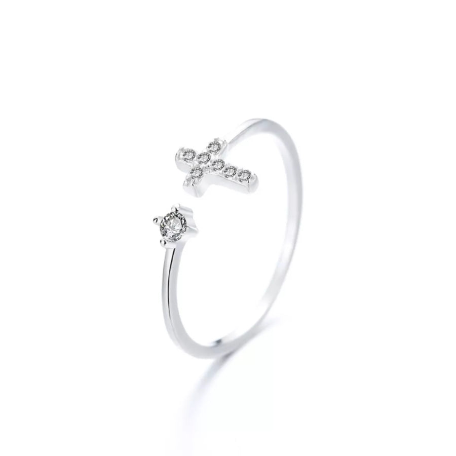 Adjustable Open Cross Ring Silver / One Size Apparel and Accessories