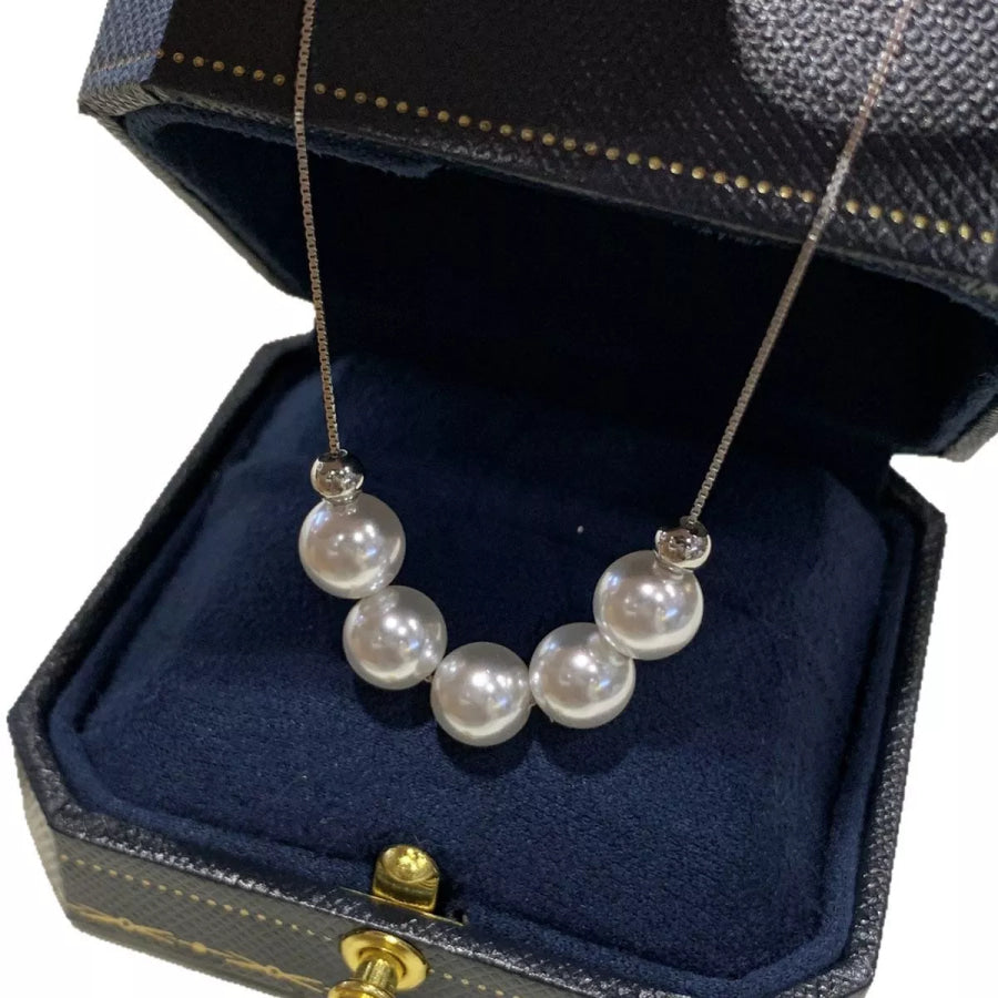 Adjustable Pearl Necklace Silver / One Size Apparel and Accessories