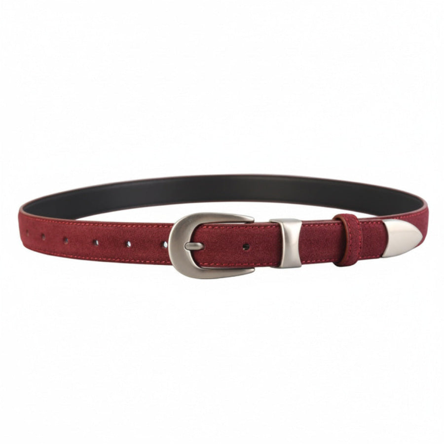 Adjustable Skinny Belt Red / One Size Apparel and Accessories