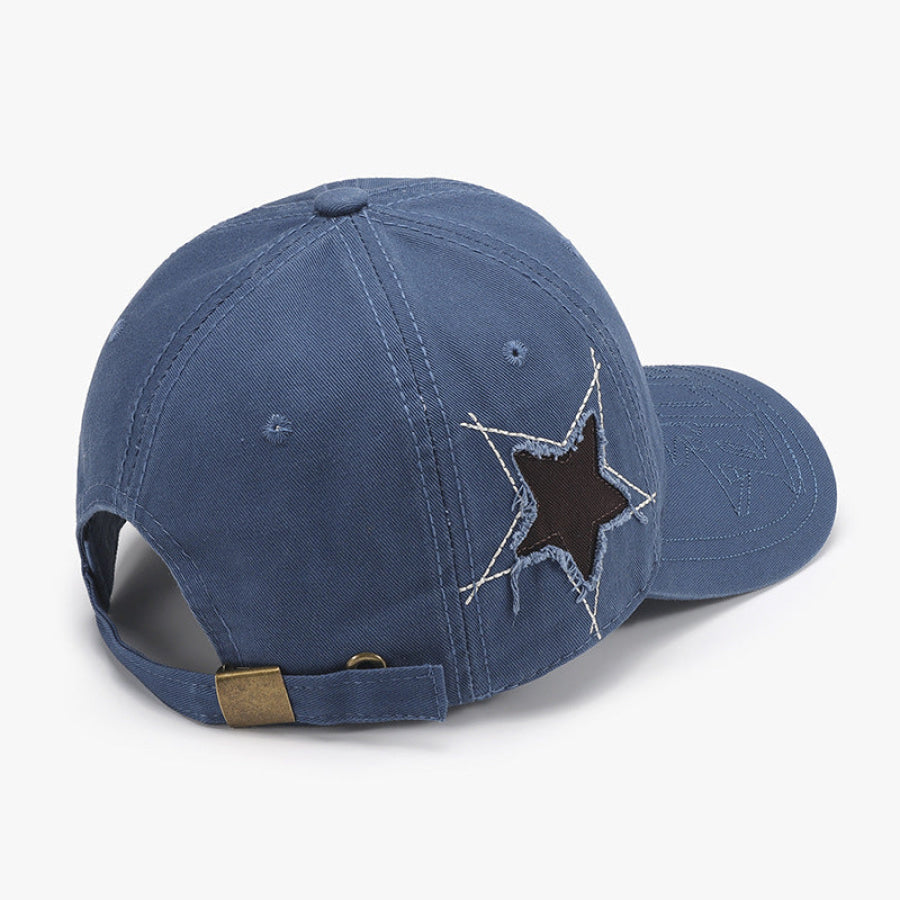 Adjustable Star Raw Hem Cap Apparel and Accessories