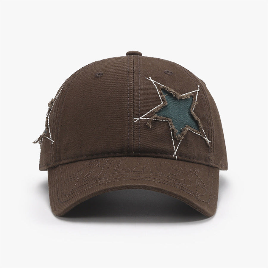 Adjustable Star Raw Hem Cap Chocolate / One Size Apparel and Accessories