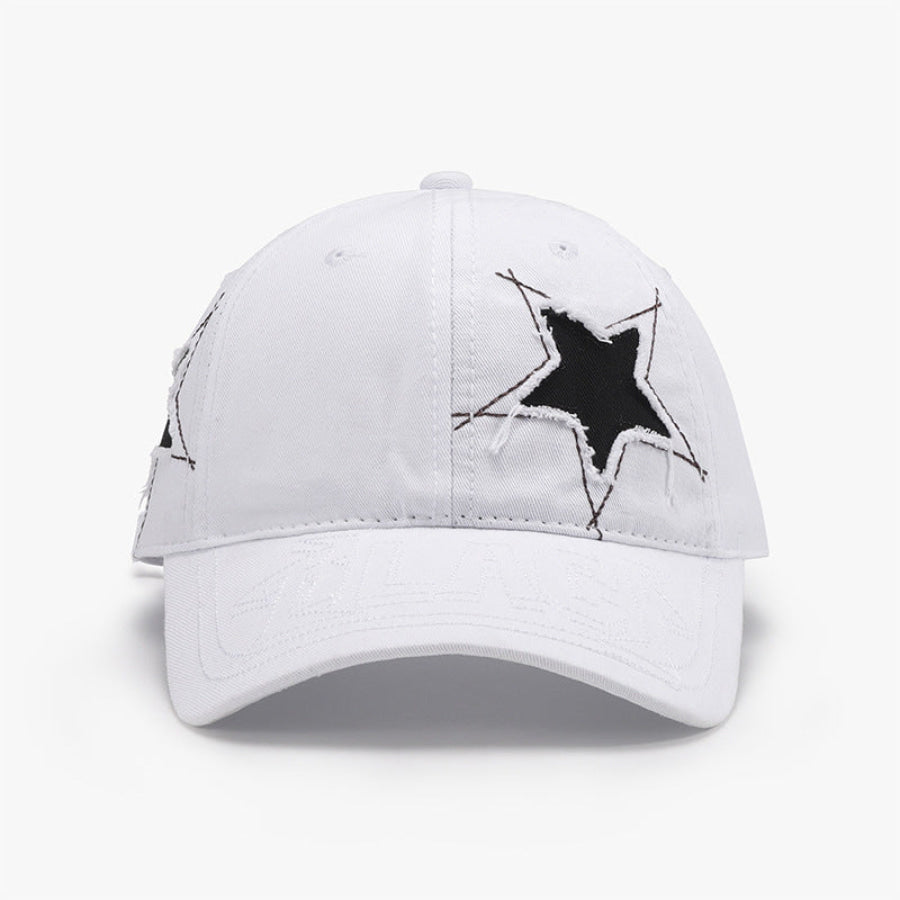 Adjustable Star Raw Hem Cap White / One Size Apparel and Accessories