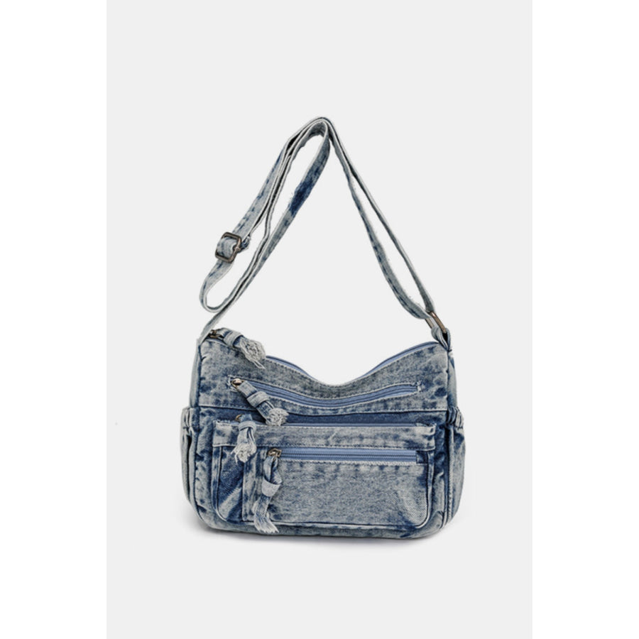 Adjustable Strap Denim Crossbody Bag Apparel and Accessories