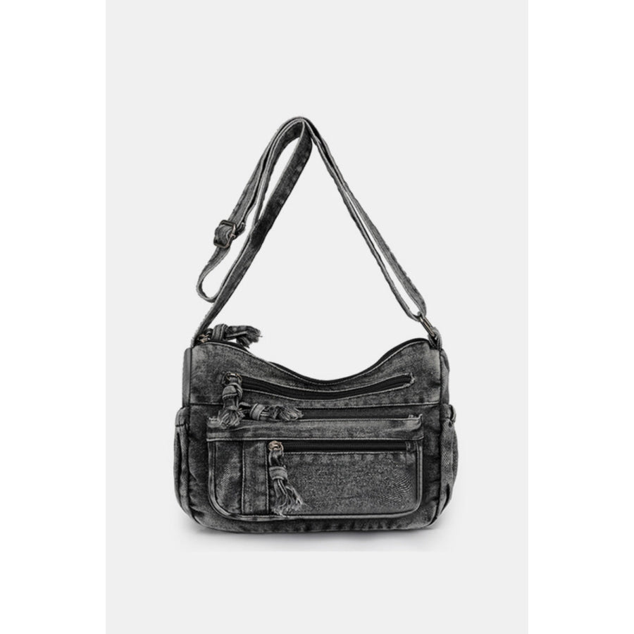 Adjustable Strap Denim Crossbody Bag Dark / One Size Apparel and Accessories