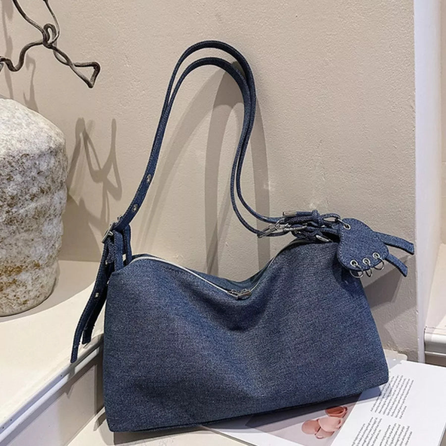 Adjustable Strap Denim Shoulder Bag Dark Blue / onesize Apparel and Accessories