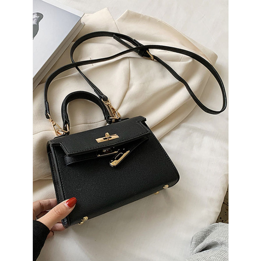 Adjustable Strap Flap Crossbody Bag Black / One Size Apparel and Accessories