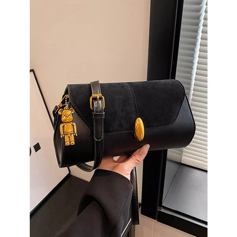 Adjustable Strap Flap Crossbody Bag Black / ONESIZE Apparel and Accessories