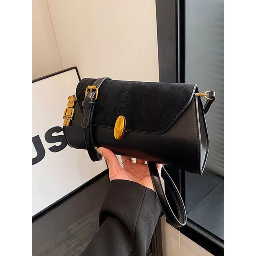 Adjustable Strap Flap Crossbody Bag Black / ONESIZE Apparel and Accessories