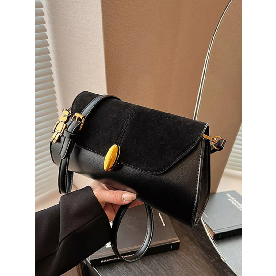 Adjustable Strap Flap Crossbody Bag Black / ONESIZE Apparel and Accessories