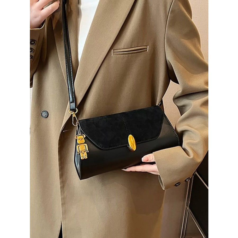 Adjustable Strap Flap Crossbody Bag Black / ONESIZE Apparel and Accessories