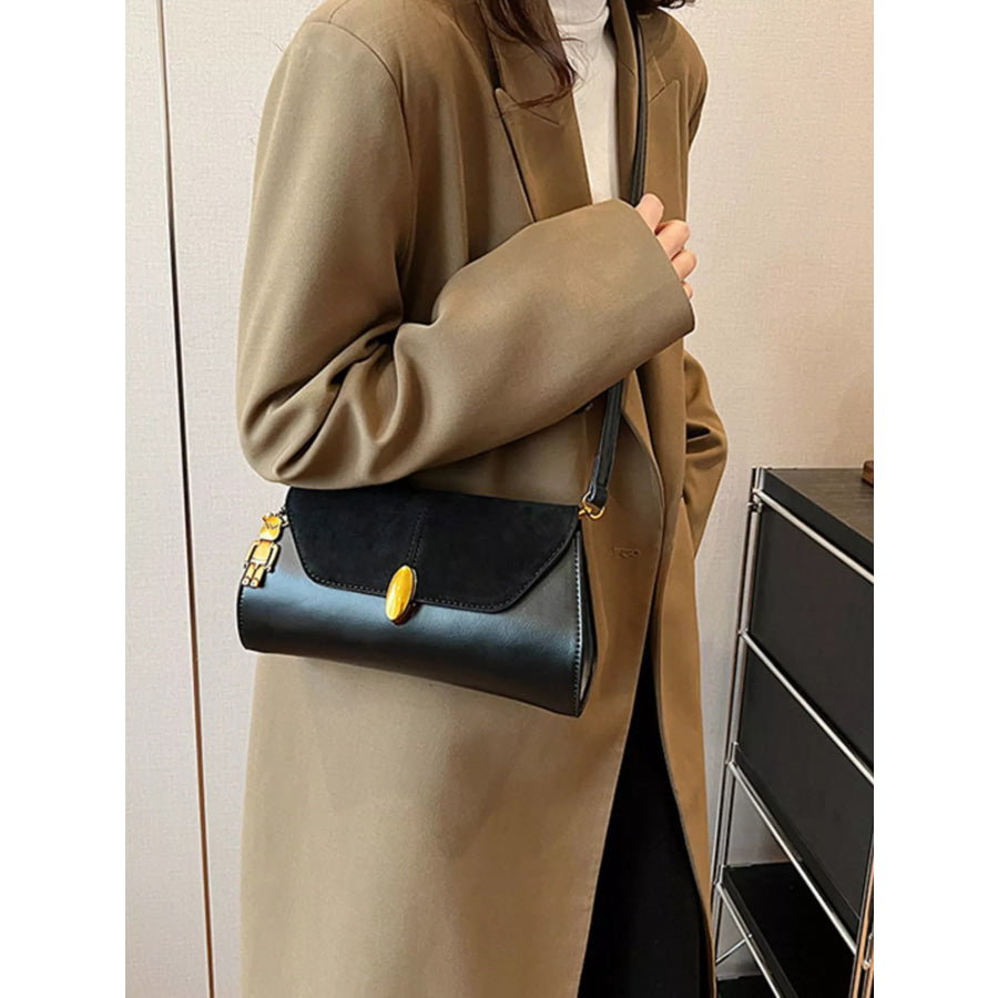 Adjustable Strap Flap Crossbody Bag Black / ONESIZE Apparel and Accessories