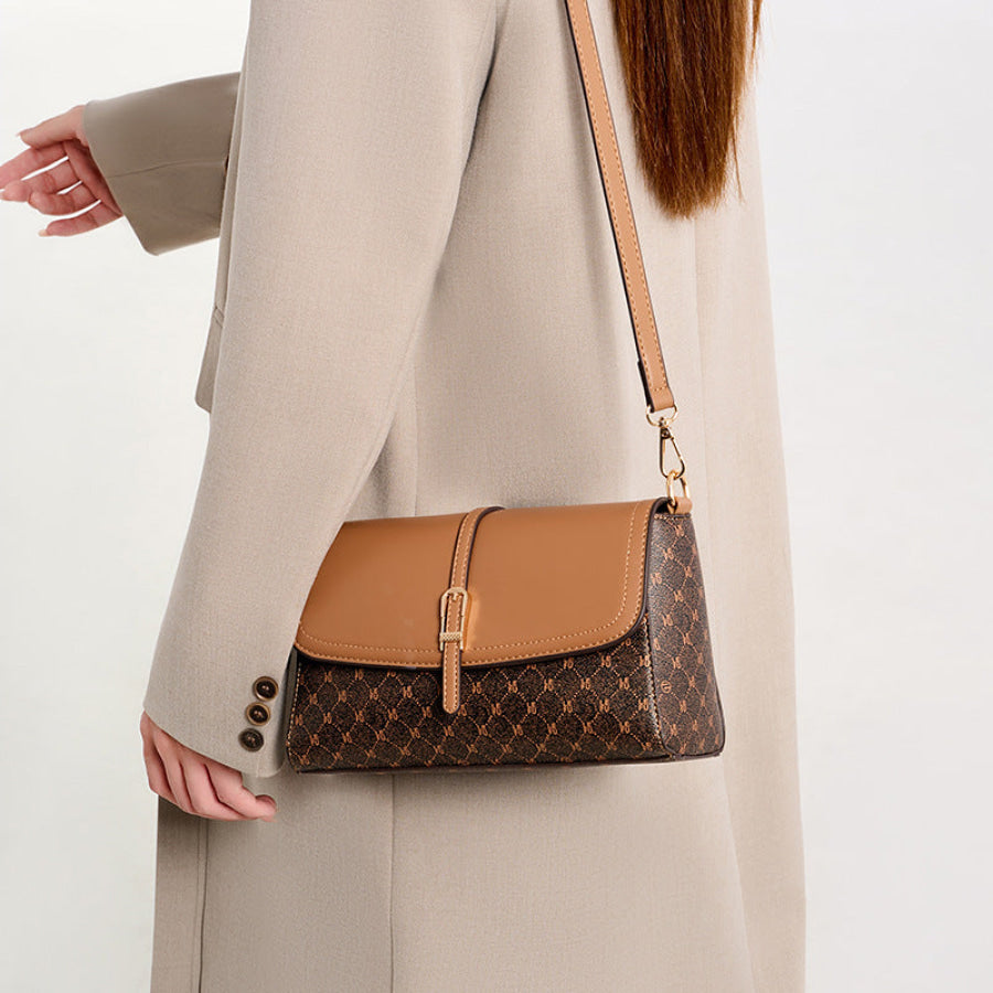 Adjustable Strap Flap Crossbody Bag Dark Brown / One Size Apparel and Accessories
